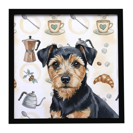Buy this Black and Tan Norfolk Terrier Coffee Bar Framed Metal Print