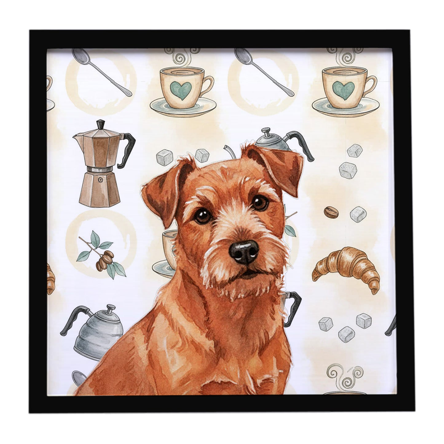 Buy this Red Norfolk Terrier Coffee Bar Framed Metal Print
