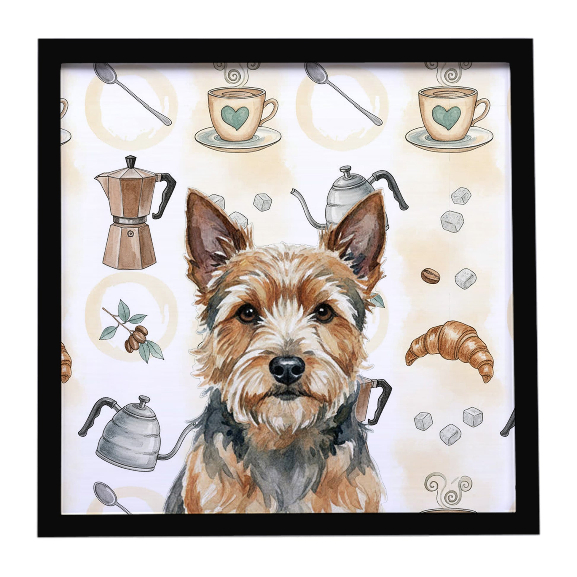 Buy this Norwich Terrier Coffee Bar Framed Metal Print