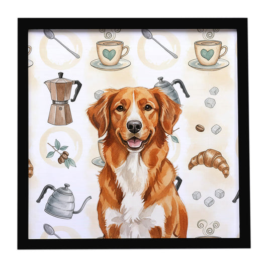 Buy this Orange Nova Scotia Duck Tolling Retriever Coffee Bar Framed Metal Print