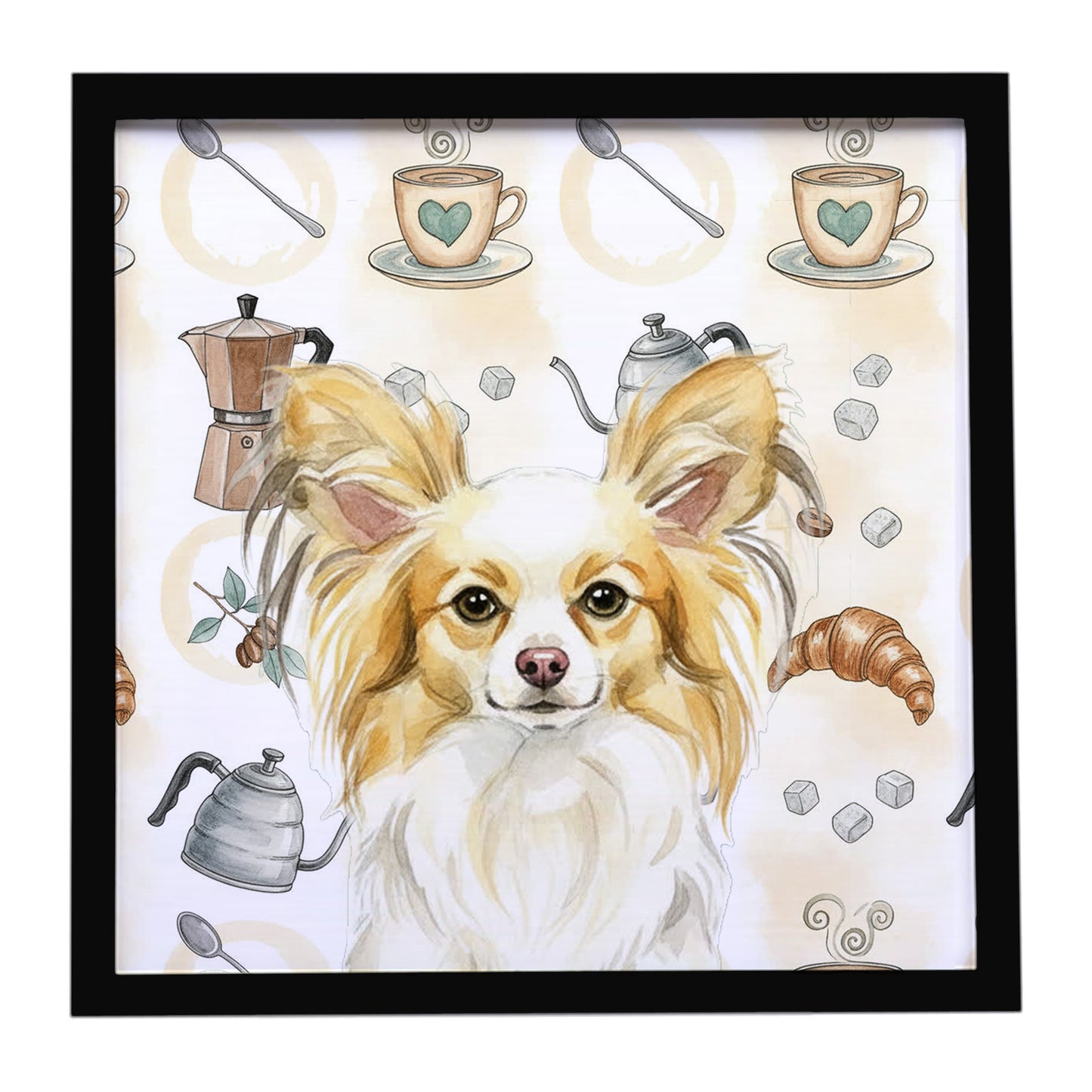 Buy this Lemon and White Papillon Coffee Bar Framed Metal Print