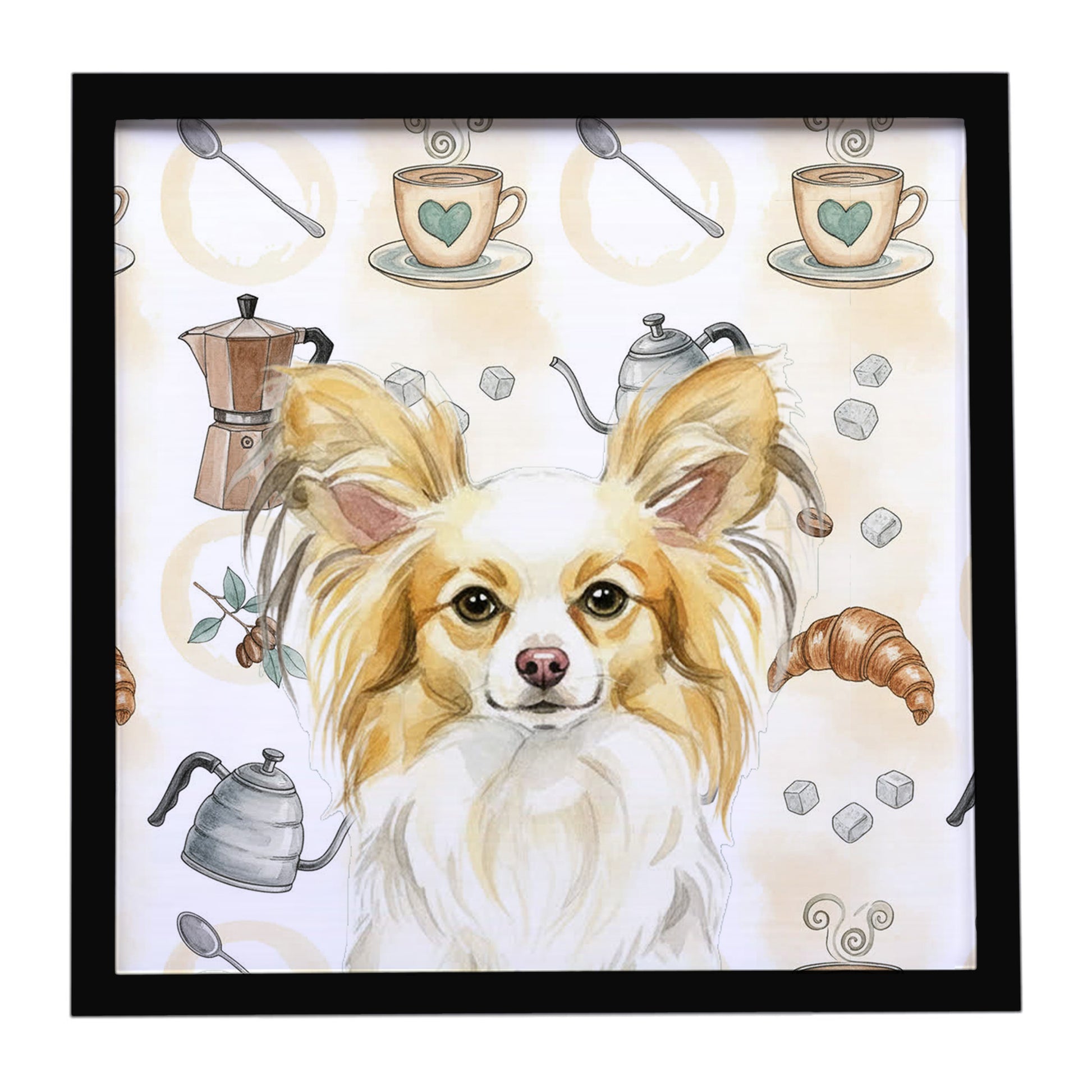 Buy this Lemon and White Papillon Coffee Bar Framed Metal Print