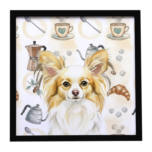 Buy this Lemon and White Papillon Coffee Bar Framed Metal Print