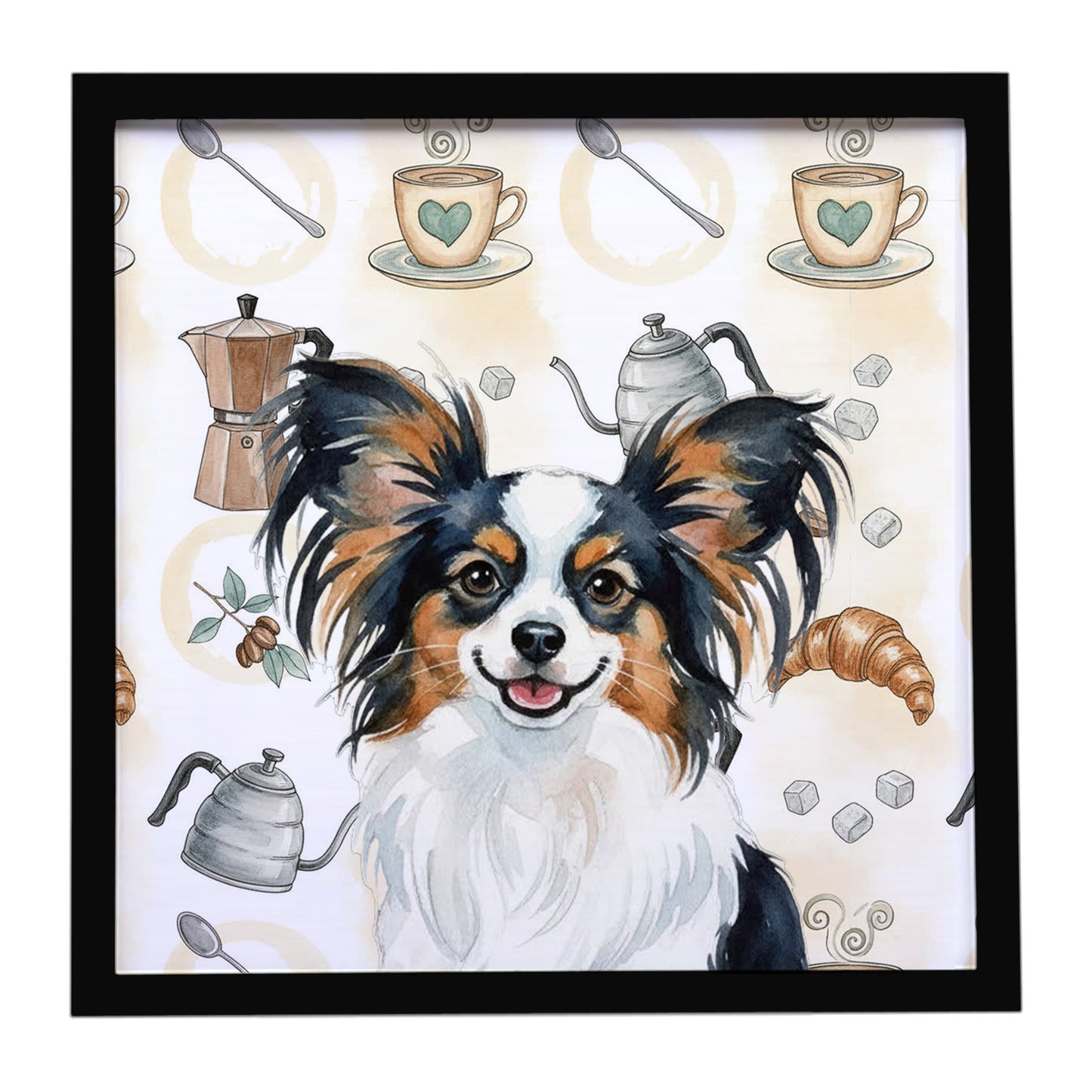 Buy this Tricoilor Papillon Coffee Bar Framed Metal Print