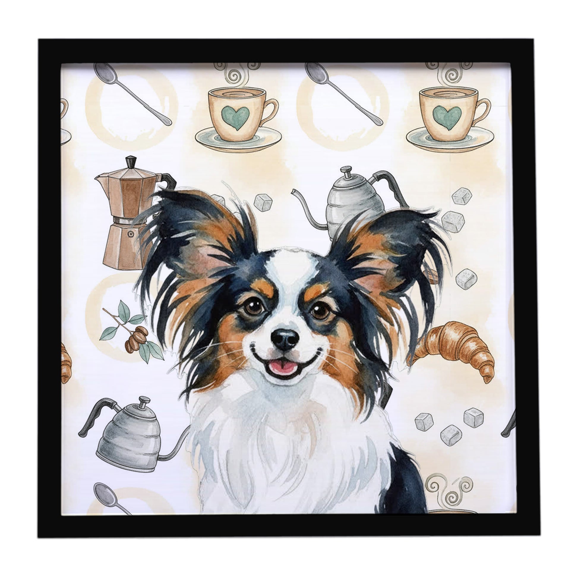 Buy this Tricoilor Papillon Coffee Bar Framed Metal Print