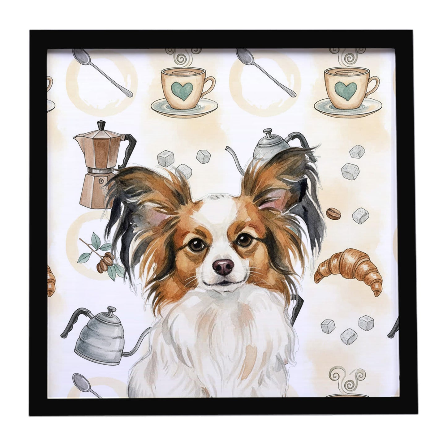 Buy this White with Sable Papillon Coffee Bar Framed Metal Print