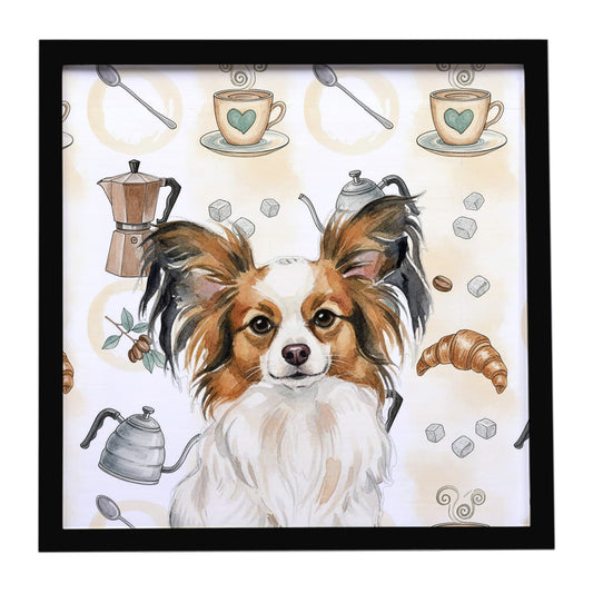 Buy this White with Sable Papillon Coffee Bar Framed Metal Print