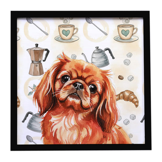 Buy this Red Pekingese Coffee Bar Framed Metal Print