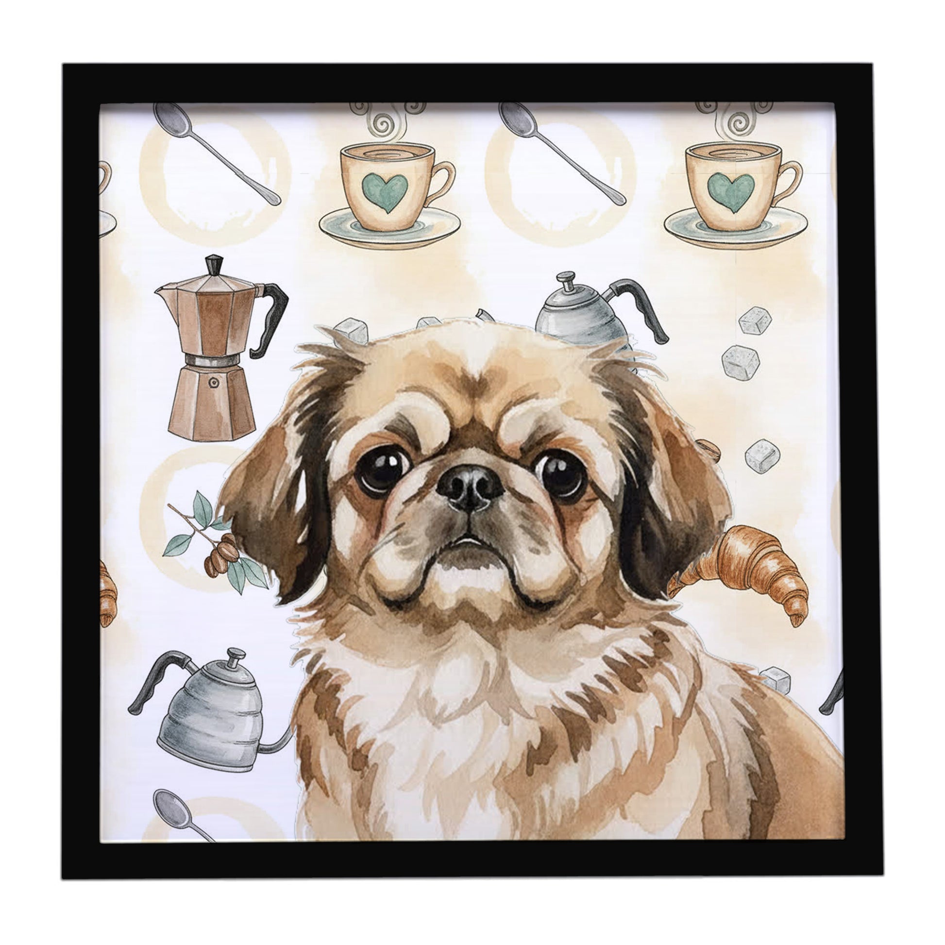 Buy this Sable Pekingese Coffee Bar Framed Metal Print