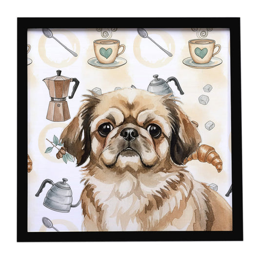 Buy this Sable Pekingese Coffee Bar Framed Metal Print