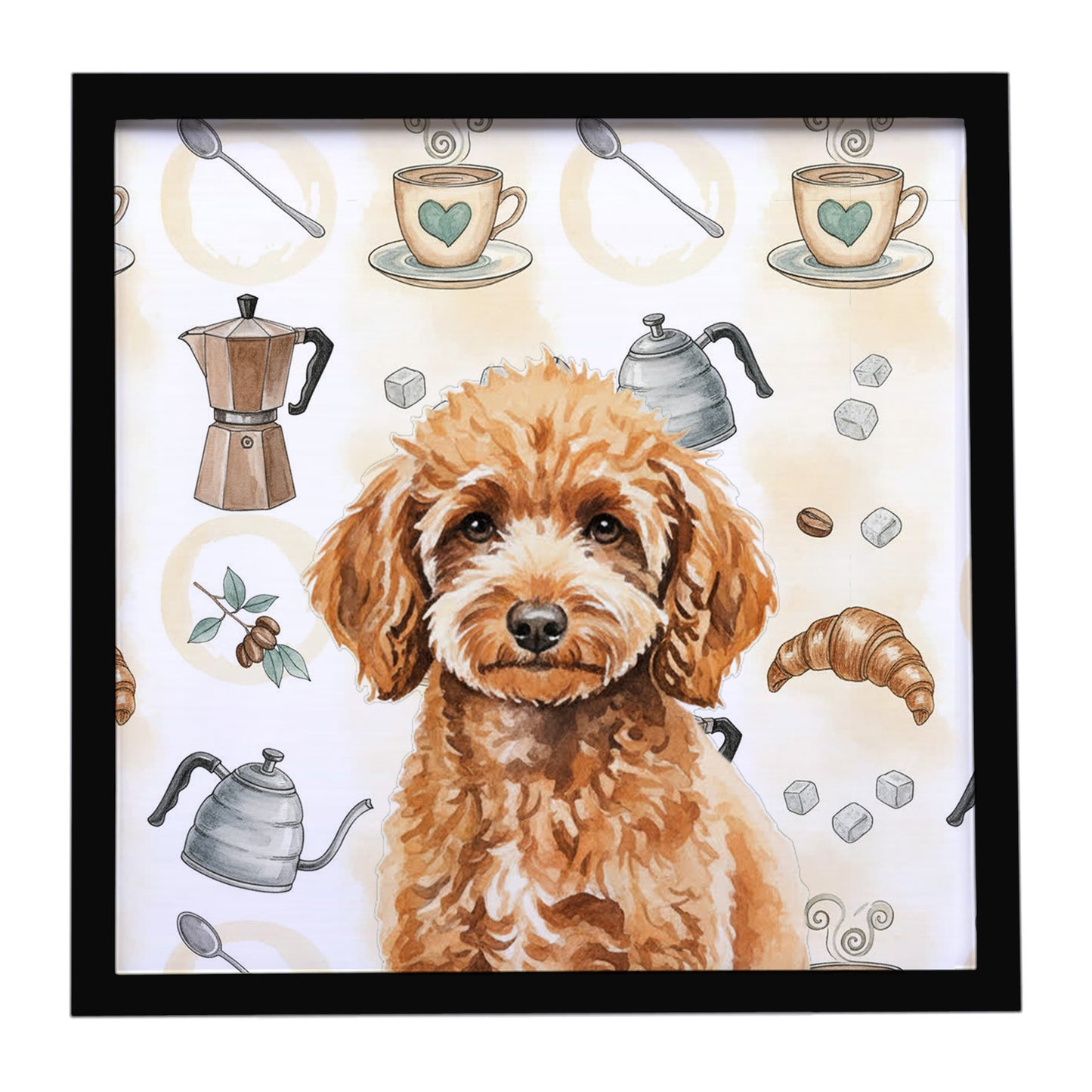 Buy this Miniature Apricot Poodle Coffee Bar Framed Metal Print