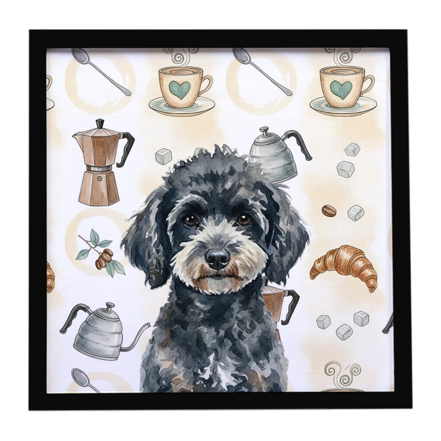 Buy this Miniature Black Poodle Coffee Bar Framed Metal Print