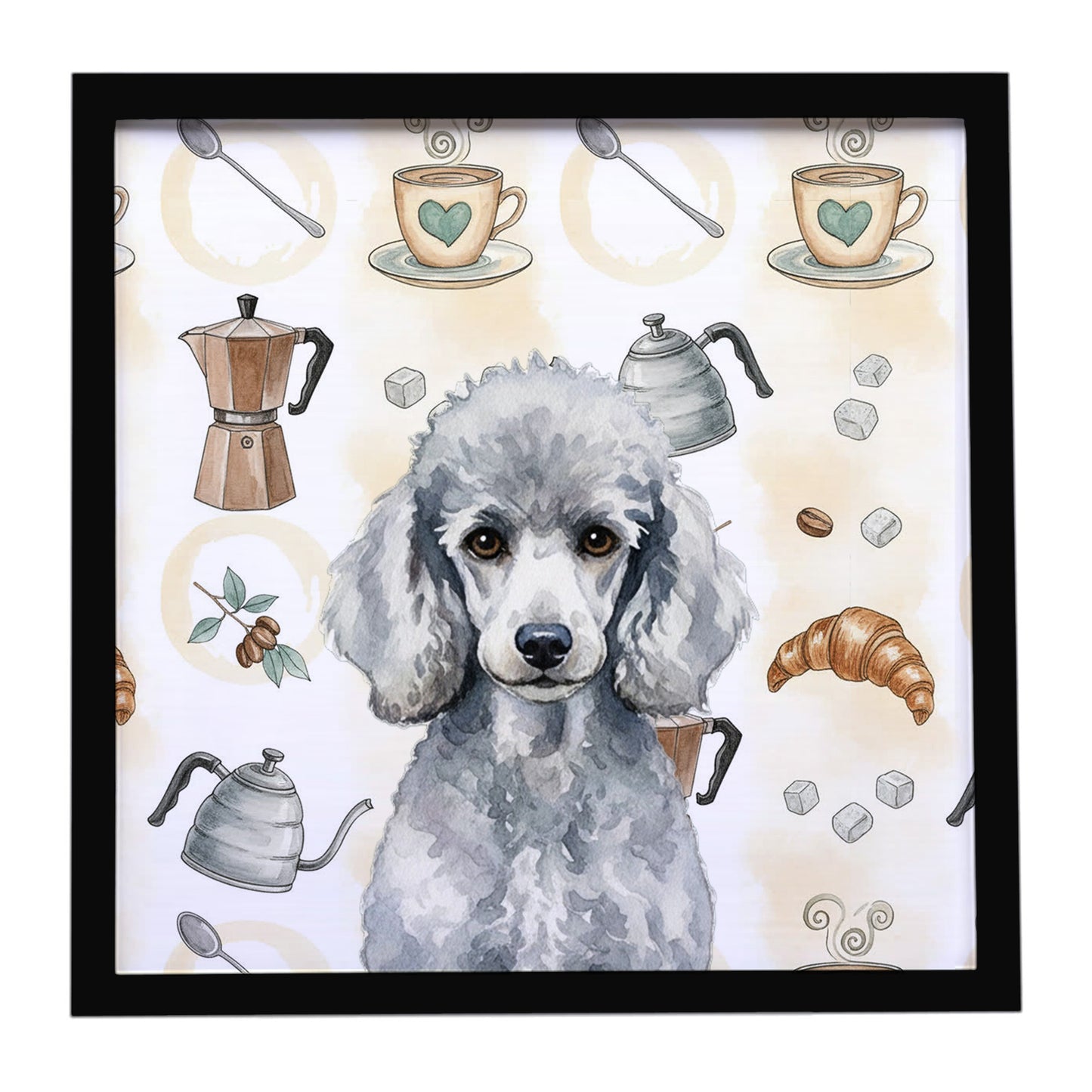 Buy this Standard Silver Poodle Coffee Bar Framed Metal Print