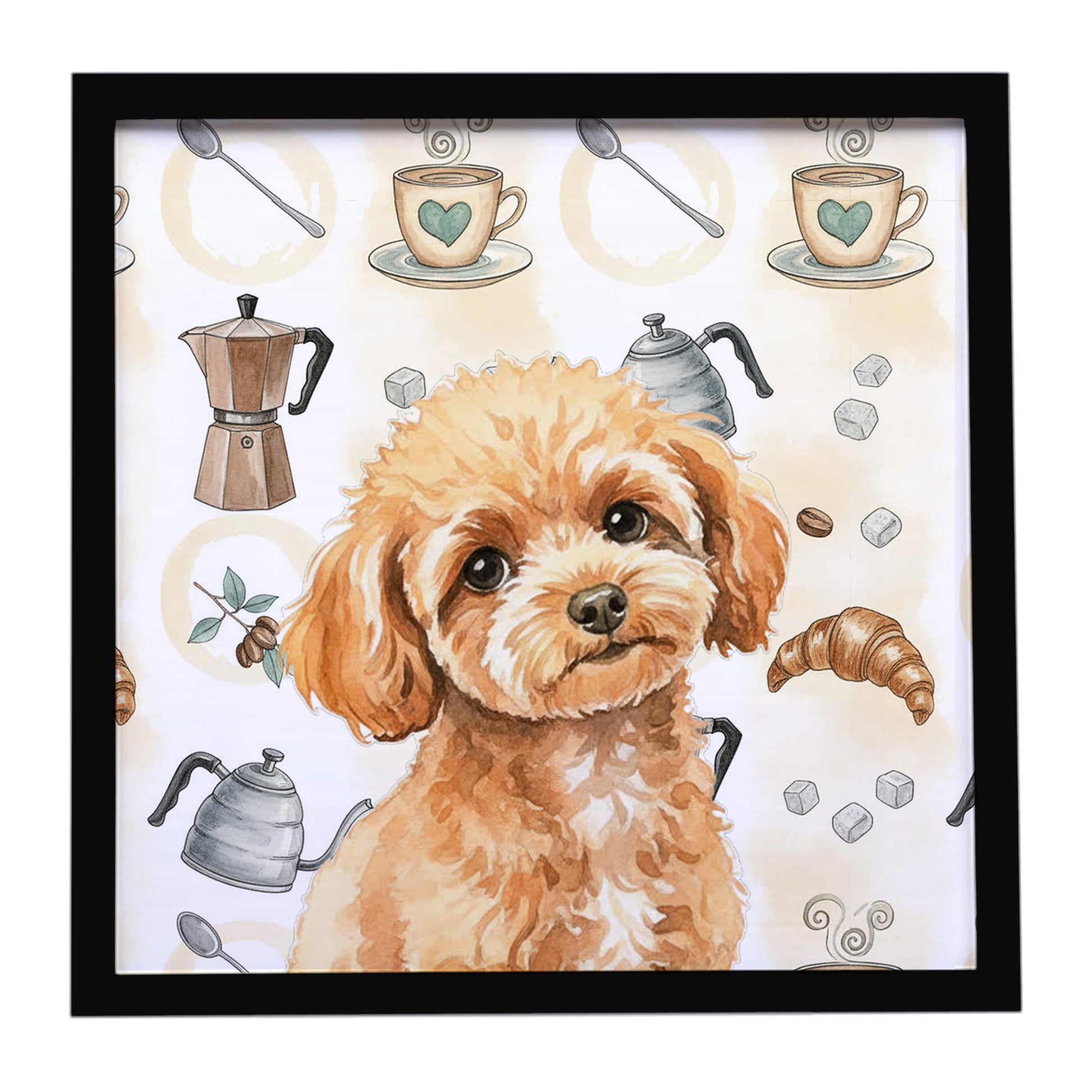 Buy this Toy Apricot Poodle Coffee Bar Framed Metal Print
