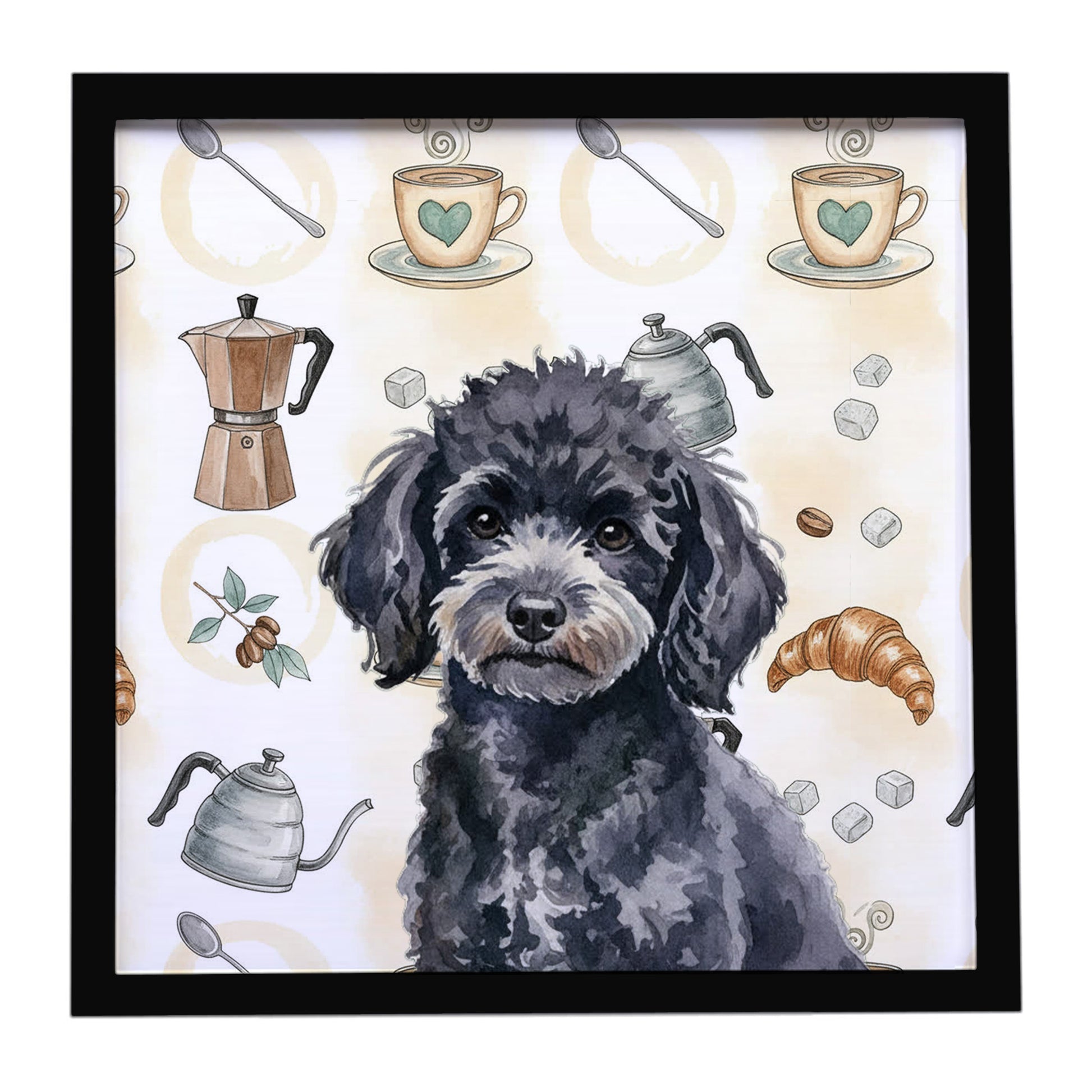 Buy this Toy Black Poodle Coffee Bar Framed Metal Print