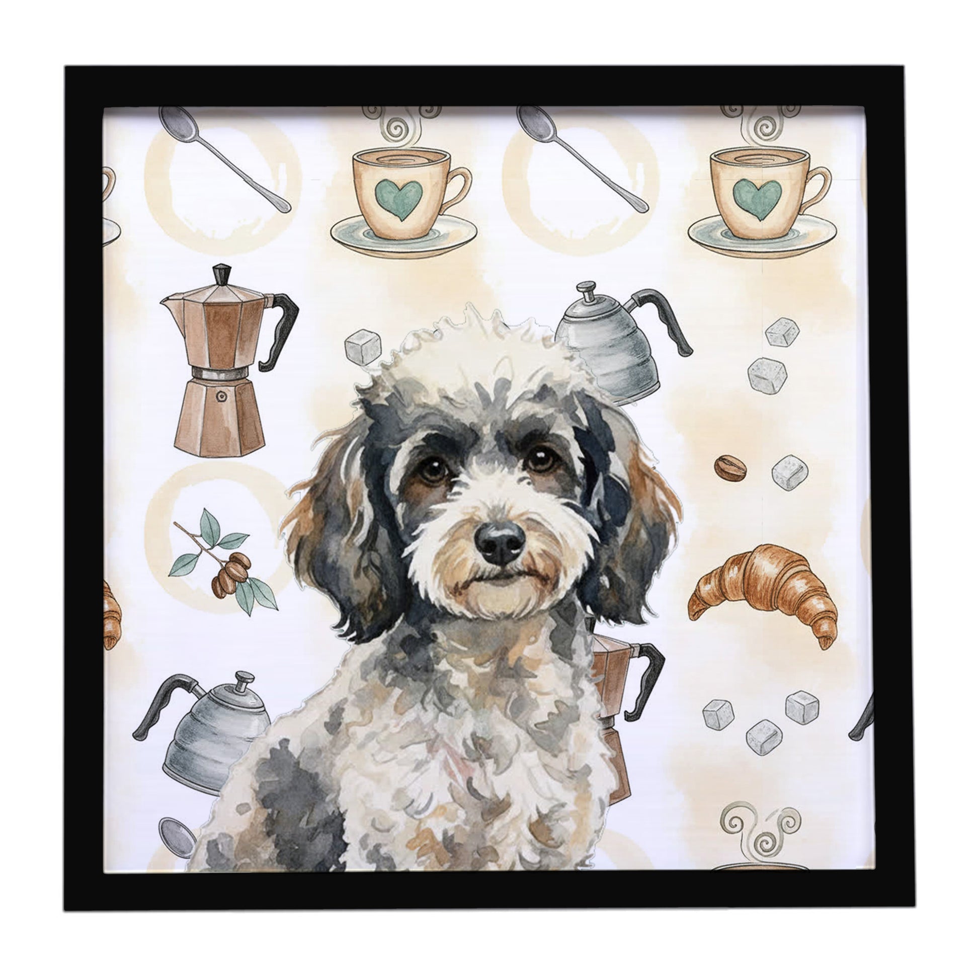 Buy this Toy Parti Poodle Coffee Bar Framed Metal Print