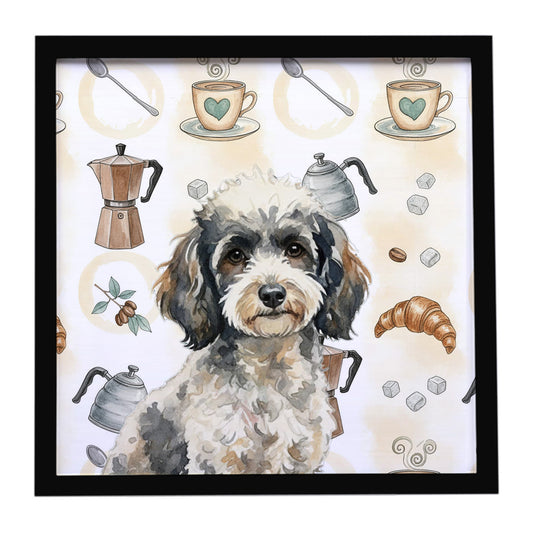 Buy this Toy Parti Poodle Coffee Bar Framed Metal Print