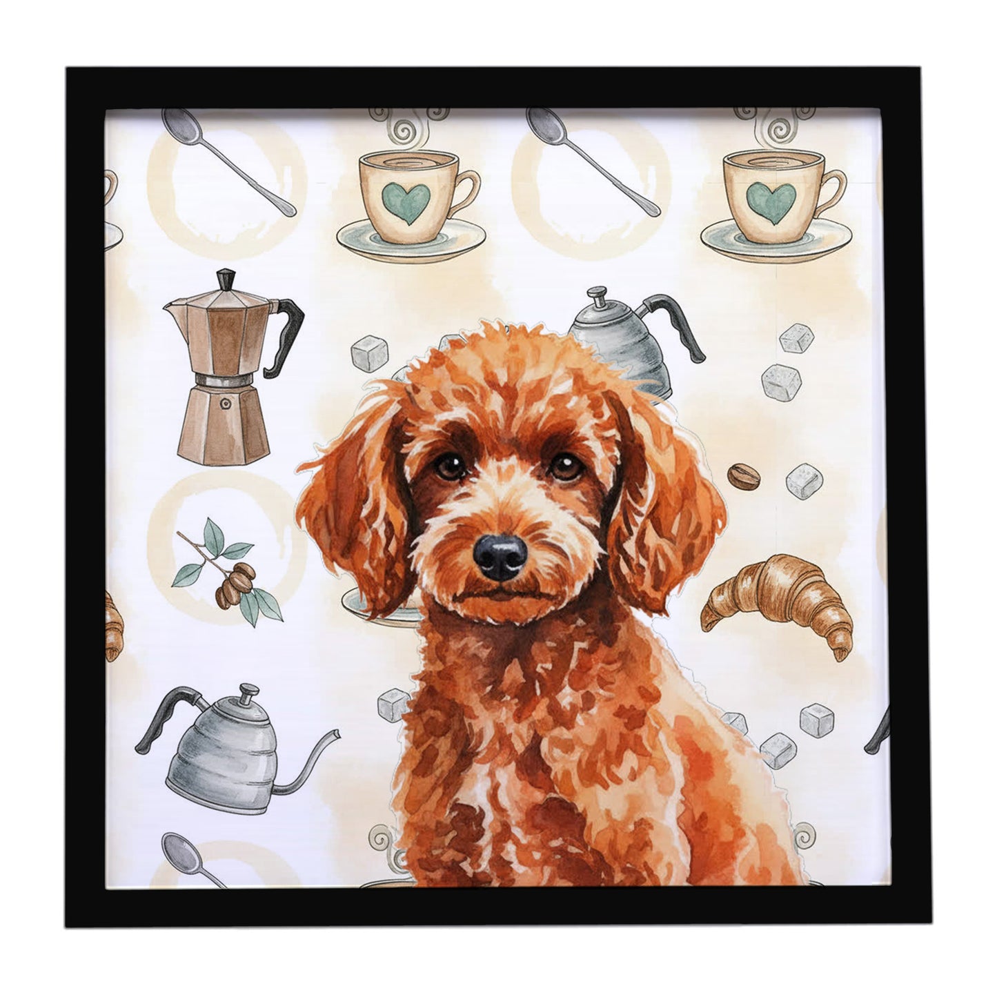 Buy this Toy Red Poodle Coffee Bar Framed Metal Print