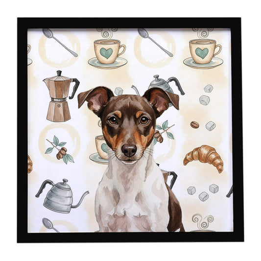 Buy this Chocolate and White Rat Terrier Coffee Bar Framed Metal Print