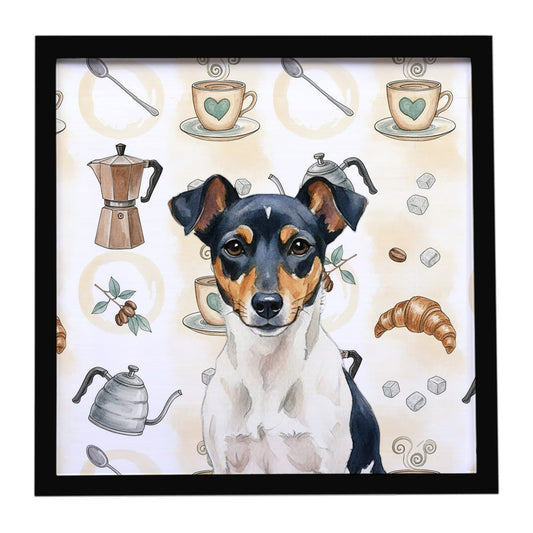 Buy this Tricolor Rat Terrier Coffee Bar Framed Metal Print