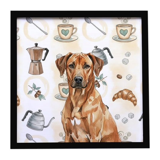 Buy this Rhodesian Ridgeback Coffee Bar Framed Metal Print