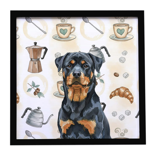 Buy this Rottweiler Coffee Bar Framed Metal Print