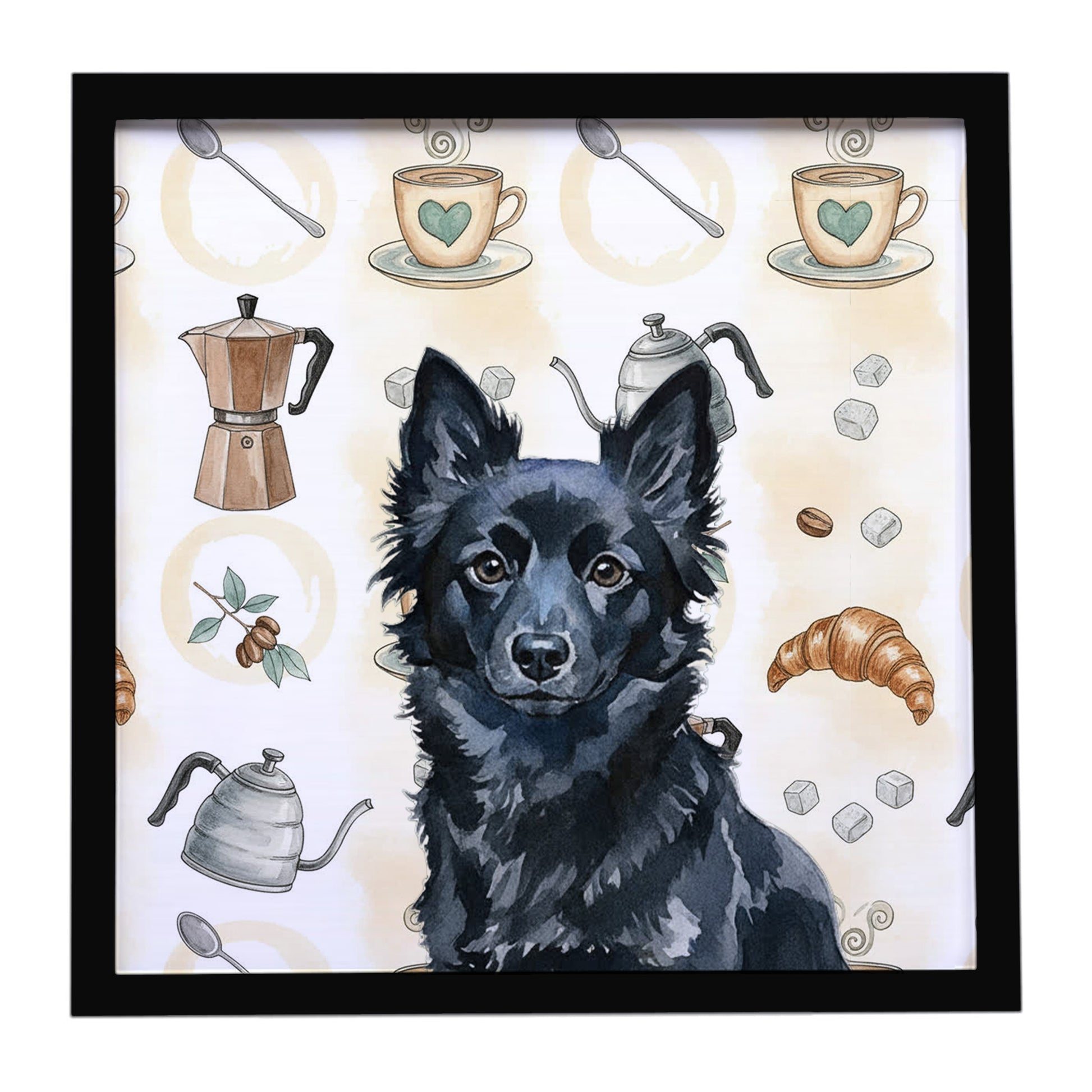 Buy this Schipperke Coffee Bar Framed Metal Print