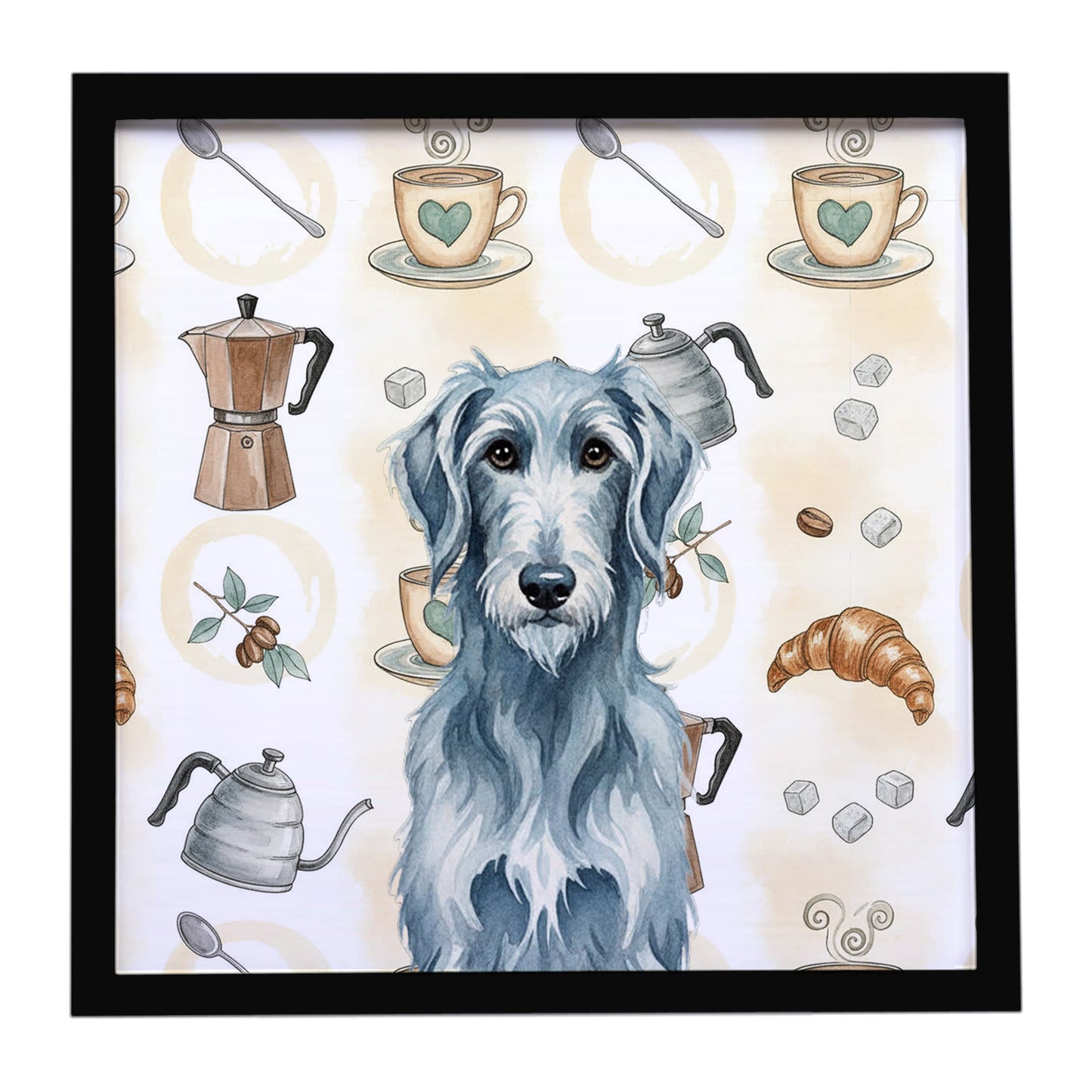 Buy this Blue-Gray Scottish Deerhound Coffee Bar Framed Metal Print