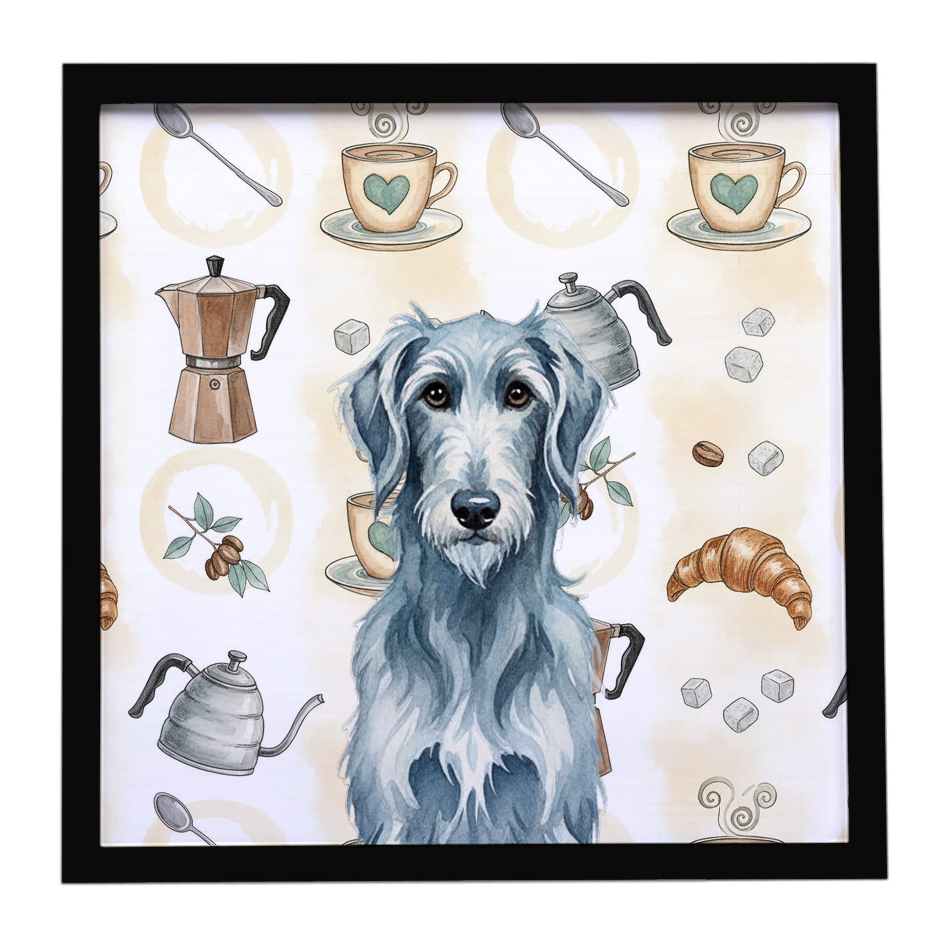 Buy this Blue-Gray Scottish Deerhound Coffee Bar Framed Metal Print
