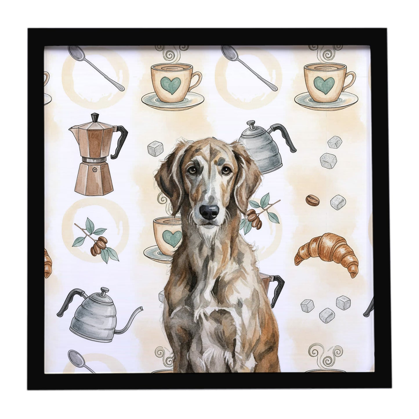 Buy this Brindle Scottish Deerhound Coffee Bar Framed Metal Print