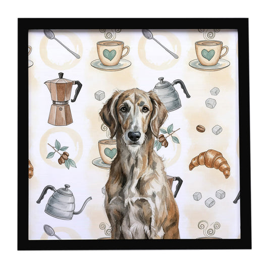 Buy this Brindle Scottish Deerhound Coffee Bar Framed Metal Print
