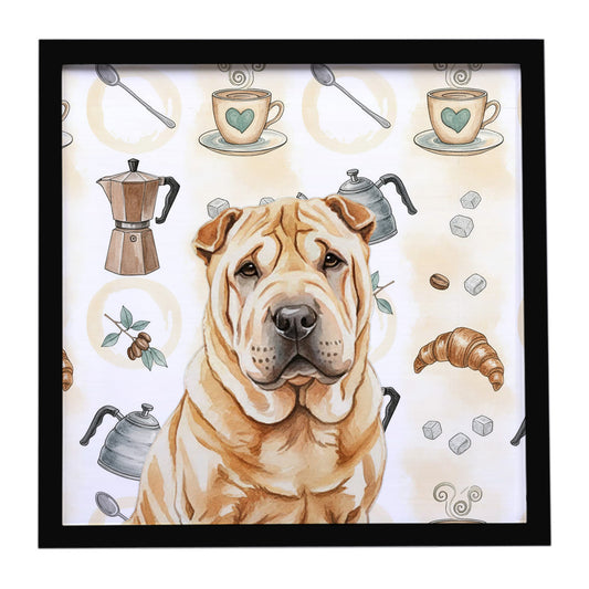 Buy this Red Shar Pei Coffee Bar Framed Metal Print