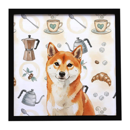 Buy this Red Shiba Inu Coffee Bar Framed Metal Print