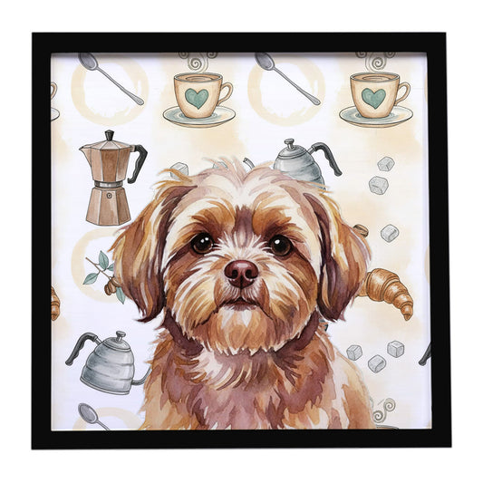 Buy this Liver Shih Tzu Coffee Bar Framed Metal Print