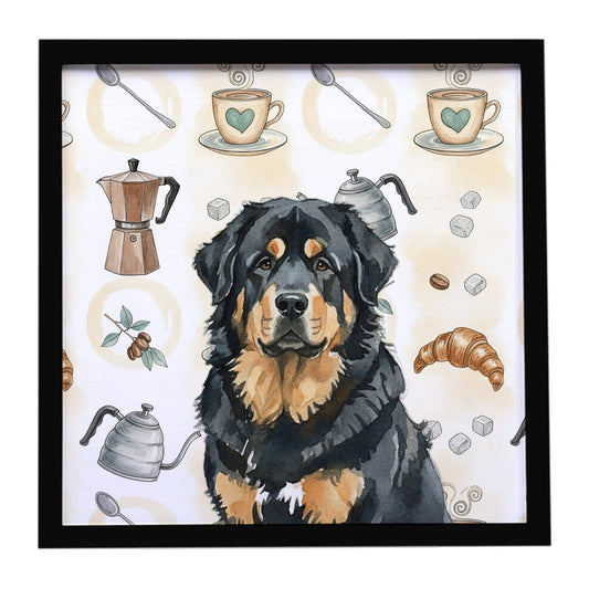 Buy this Black and Tan Tibetan Mastiff Coffee Bar Framed Metal Print