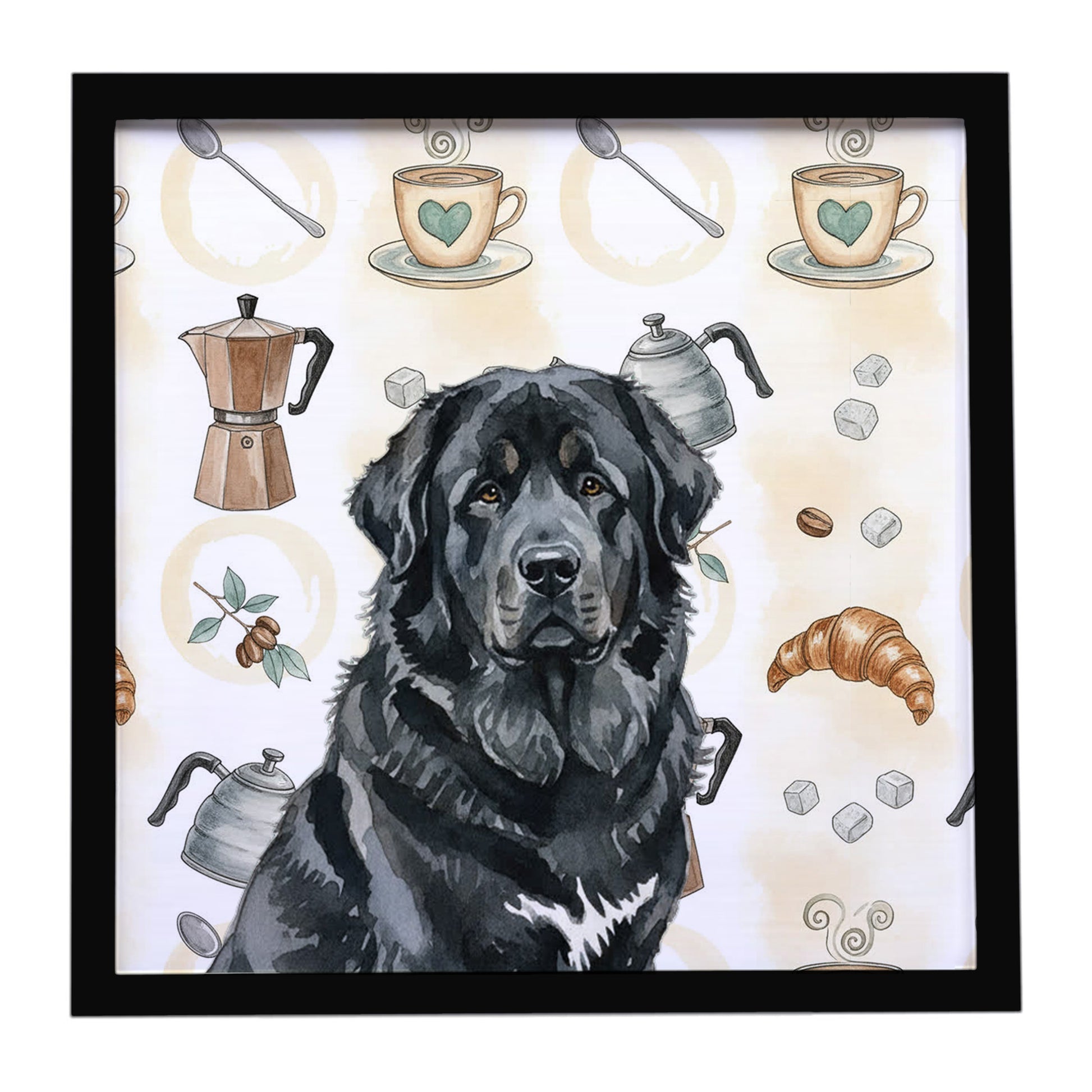 Buy this Black Tibetan Mastiff Coffee Bar Framed Metal Print