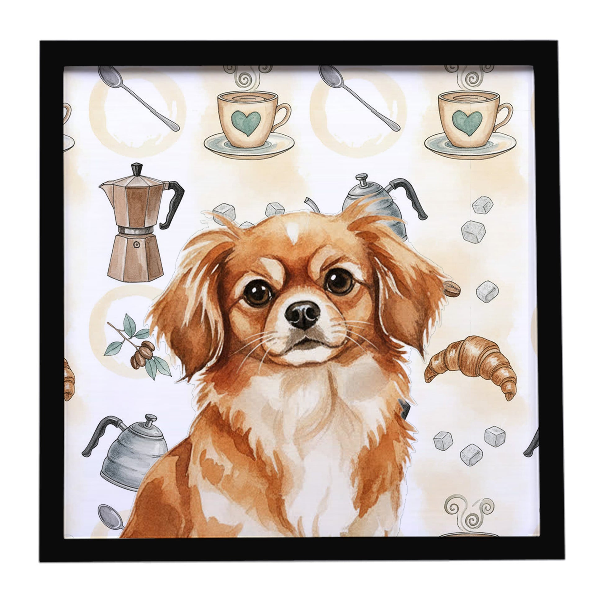 Buy this Red Tibetan Spaniel Coffee Bar Framed Metal Print