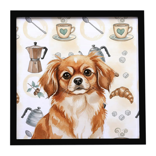 Buy this Red Tibetan Spaniel Coffee Bar Framed Metal Print