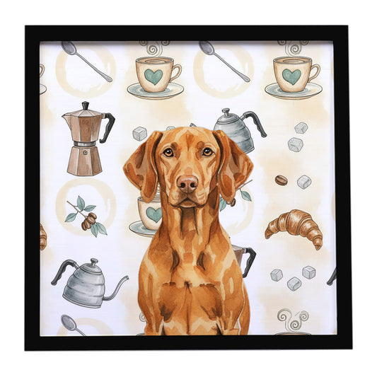 Buy this Vizsla Coffee Bar Framed Metal Print