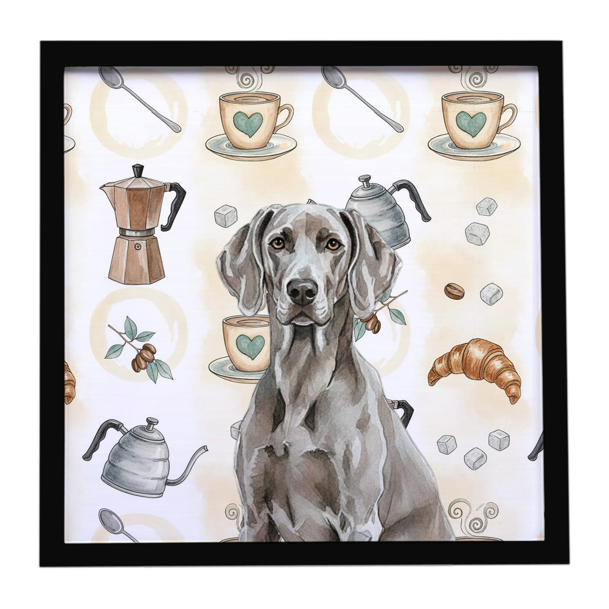 Buy this Weimaraner Coffee Bar Framed Metal Print