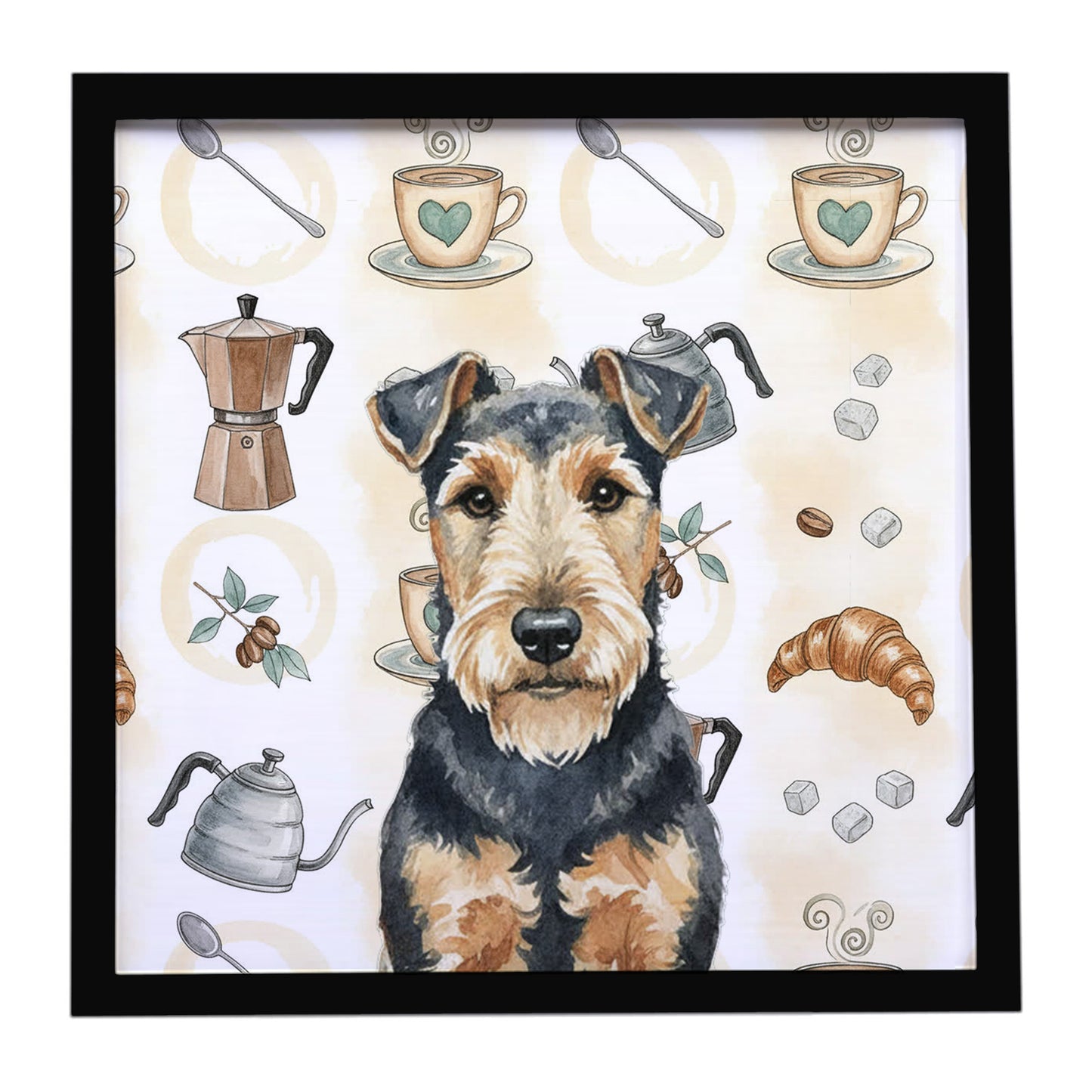 Buy this Welsh Terrier Coffee Bar Framed Metal Print