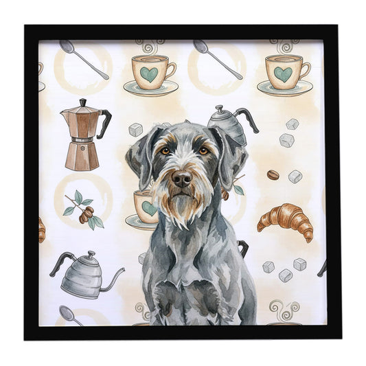 Buy this Steel Gray Wirehaired Pointing Griffon Coffee Bar Framed Metal Print