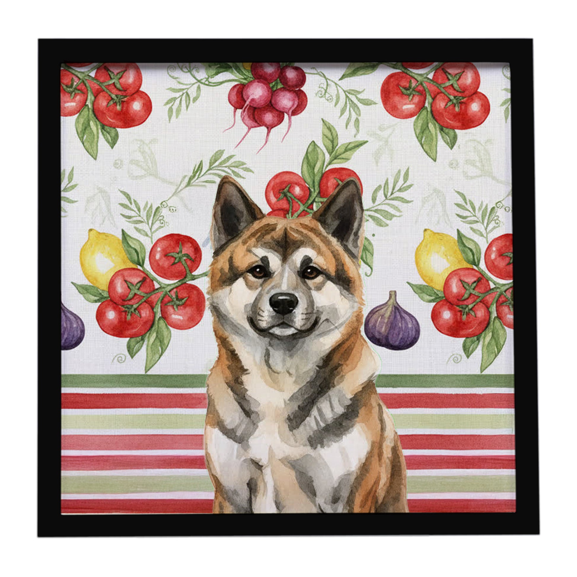Buy this Brindle Akita Vegetables Framed Metal Print
