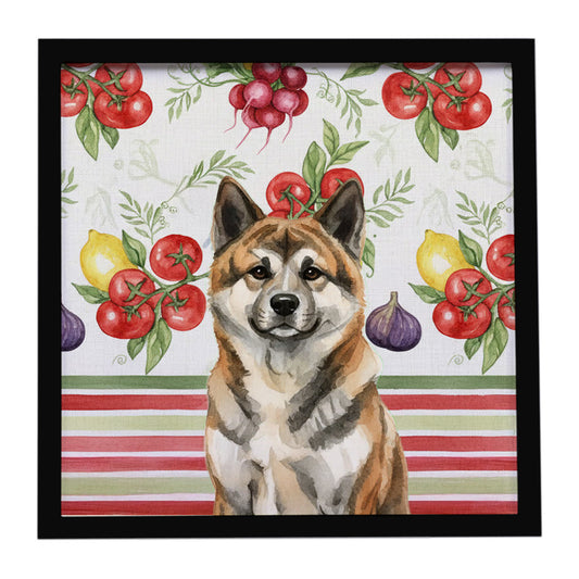 Buy this Brindle Akita Vegetables Framed Metal Print