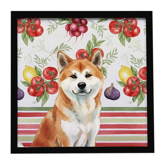 Buy this Red Akita Vegetables Framed Metal Print