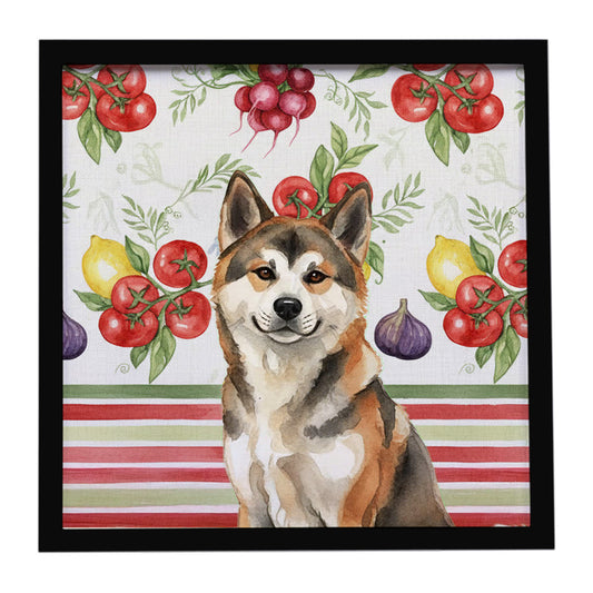 Buy this Sesame Akita Vegetables Framed Metal Print