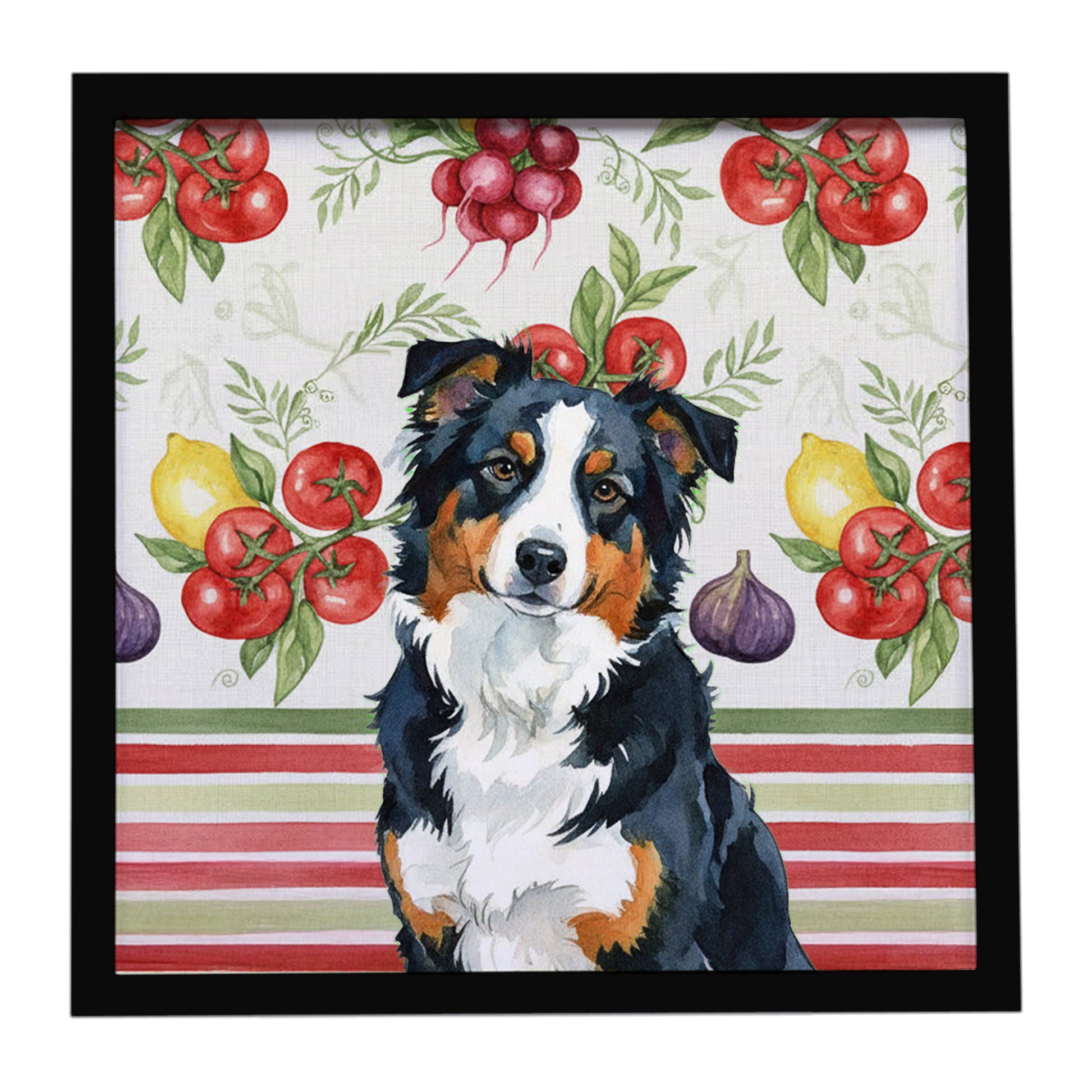 Buy this Black Tri American Shepherd Vegetables Framed Metal Print