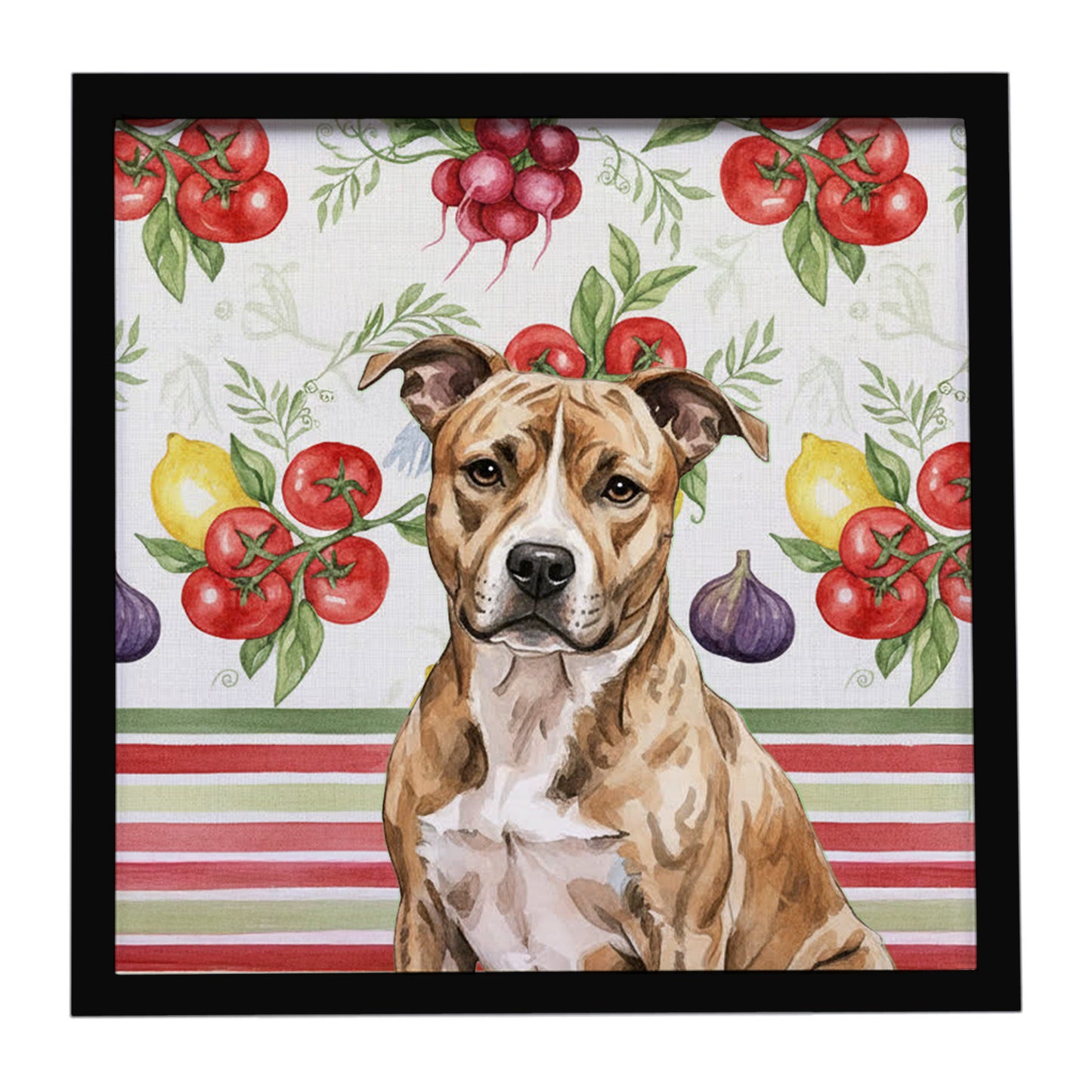 Buy this Brindle American Staffordshire Terrier Vegetables Framed Metal Print
