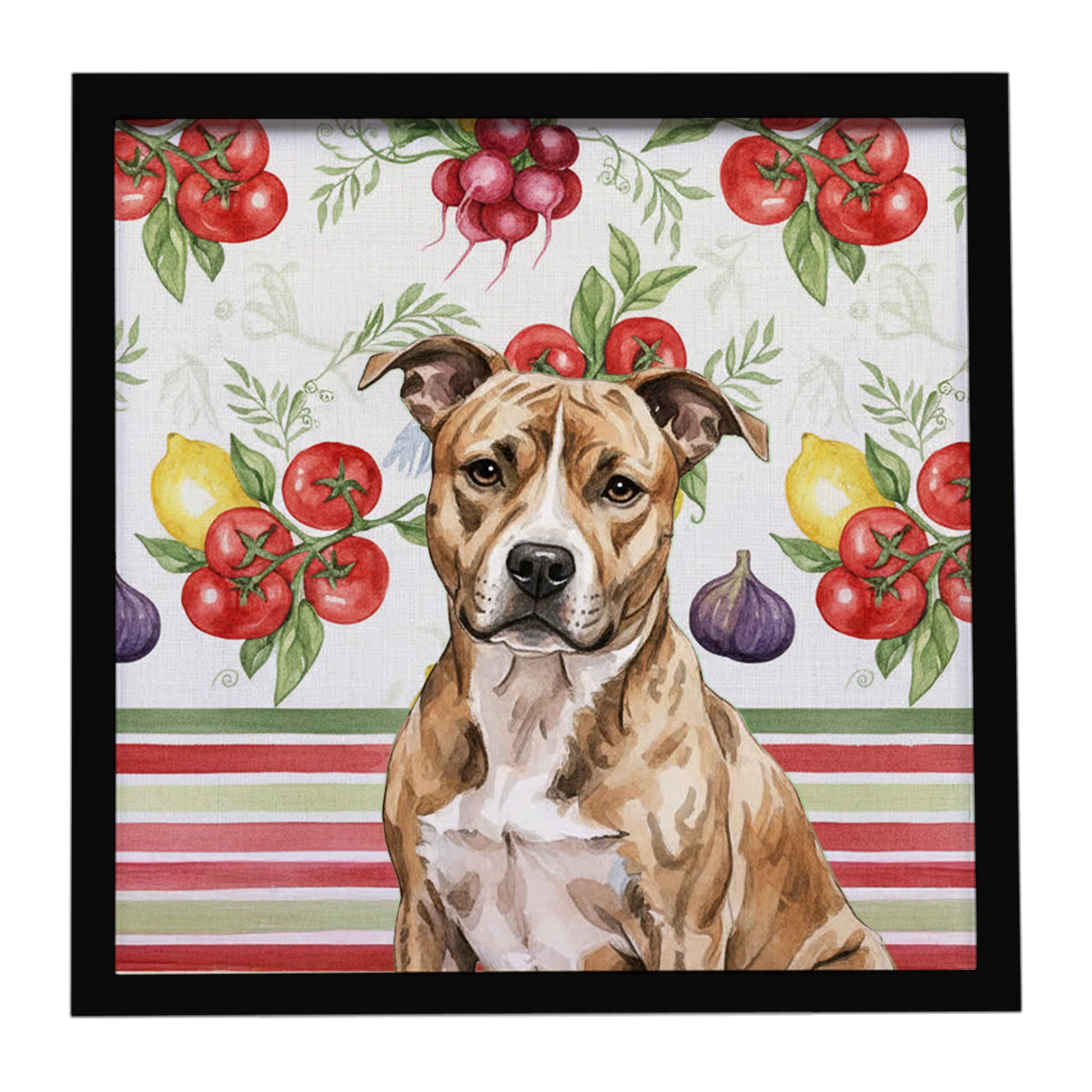 Buy this Brindle American Staffordshire Terrier Vegetables Framed Metal Print