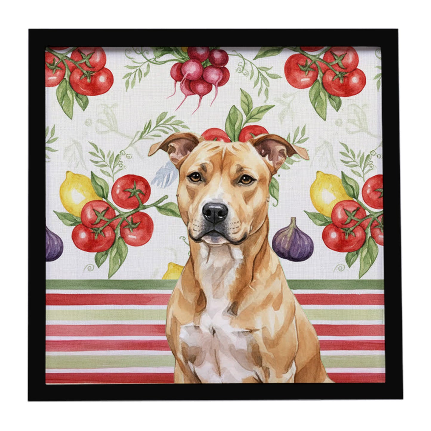 Buy this Fawn American Staffordshire Terrier Vegetables Framed Metal Print